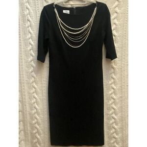 Suzie Chinn For Maggie Boutique Black Dress Women's 8‎ LBD Necklace Holiday